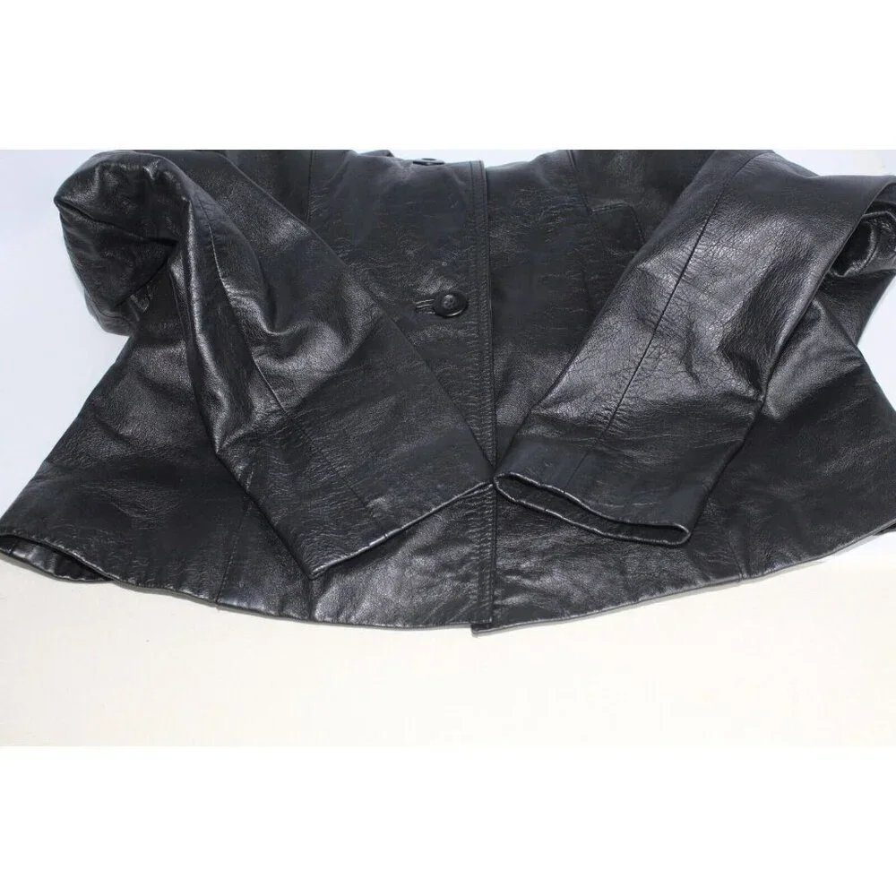 Wilsons Leather Soft‎ Leather Women's Small Black Maxima Coat Blazer Vintage Y2K